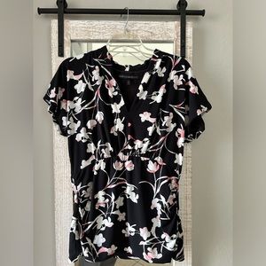 White House Black Market, black and pink blouse